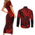 Hawaii King Kamehameha Couples Matching Short Sleeve Bodycon Dress and Long Sleeve Button Shirts Polynesian Pattern Red Version LT01 - Polynesian Pride