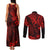 Hawaii King Kamehameha Couples Matching Tank Maxi Dress and Long Sleeve Button Shirts Polynesian Pattern Red Version LT01 - Polynesian Pride
