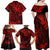 Hawaii King Kamehameha Family Matching Off Shoulder Maxi Dress and Hawaiian Shirt Polynesian Pattern Red Version LT01 - Polynesian Pride