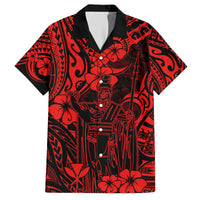 Hawaii King Kamehameha Family Matching Short Sleeve Bodycon Dress and Hawaiian Shirt Polynesian Pattern Red Version LT01 Dad's Shirt - Short Sleeve Red - Polynesian Pride