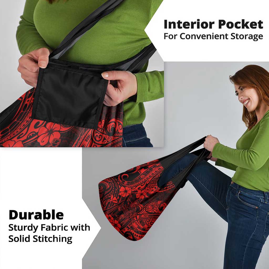 Hawaii King Kamehameha Grocery Bag Polynesian Pattern Red Version