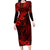 Hawaii King Kamehameha Long Sleeve Bodycon Dress Polynesian Pattern Red Version LT01 Long Dress Red - Polynesian Pride