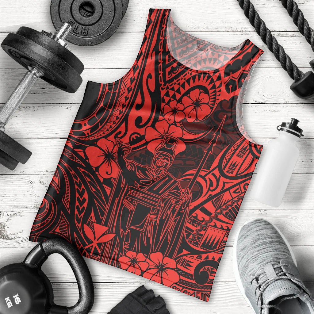 Hawaii King Kamehameha Men Tank Top Polynesian Pattern Red Version LT01 Red - Polynesian Pride