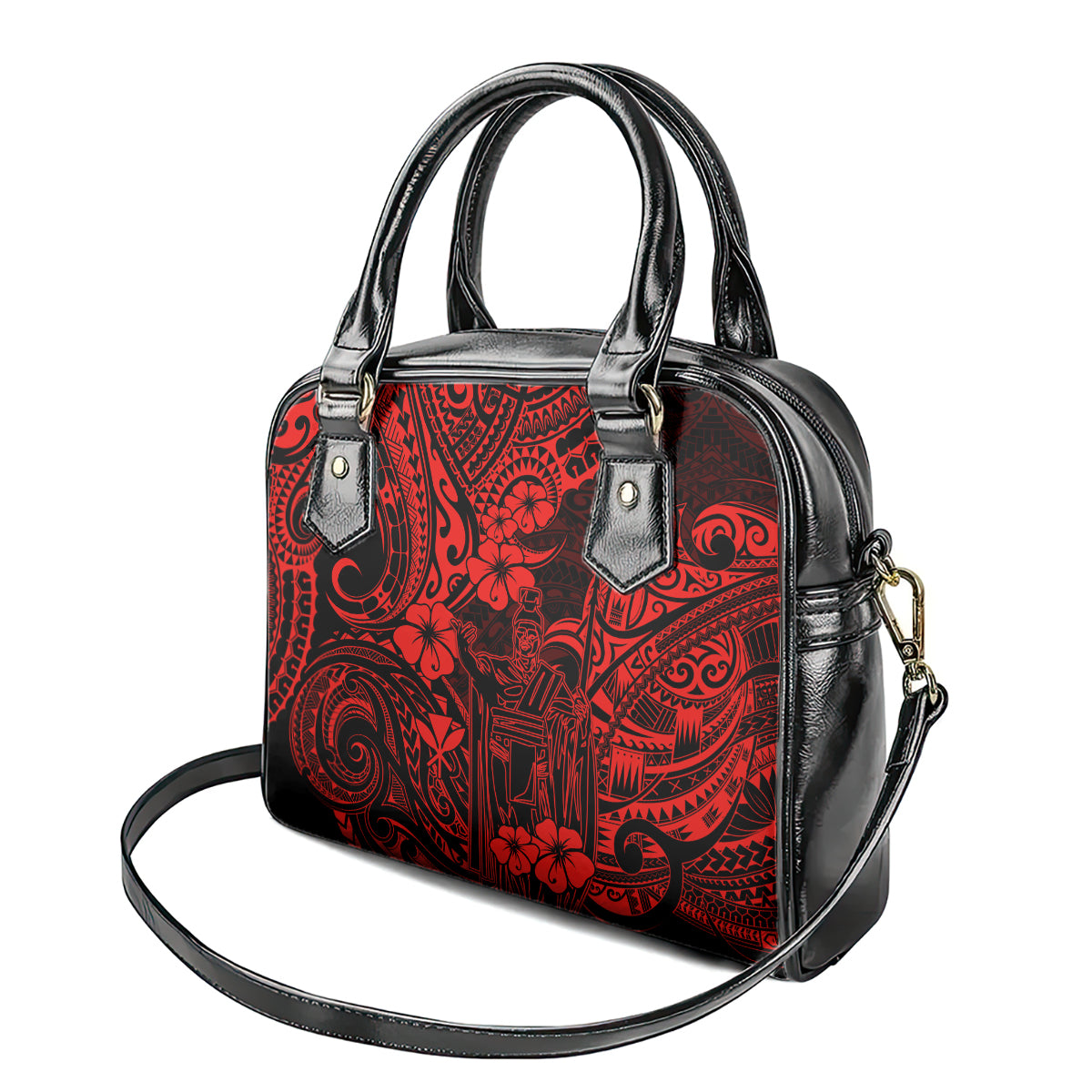 Hawaii King Kamehameha Shoulder Handbag Polynesian Pattern Red Version LT01 - Polynesian Pride