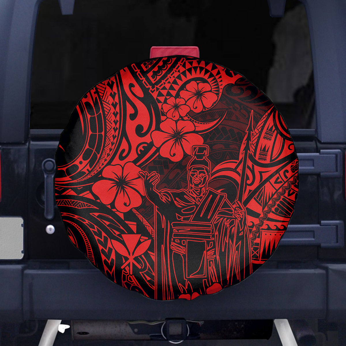 Hawaii King Kamehameha Spare Tire Cover Polynesian Pattern Red Version LT01 - Polynesian Pride