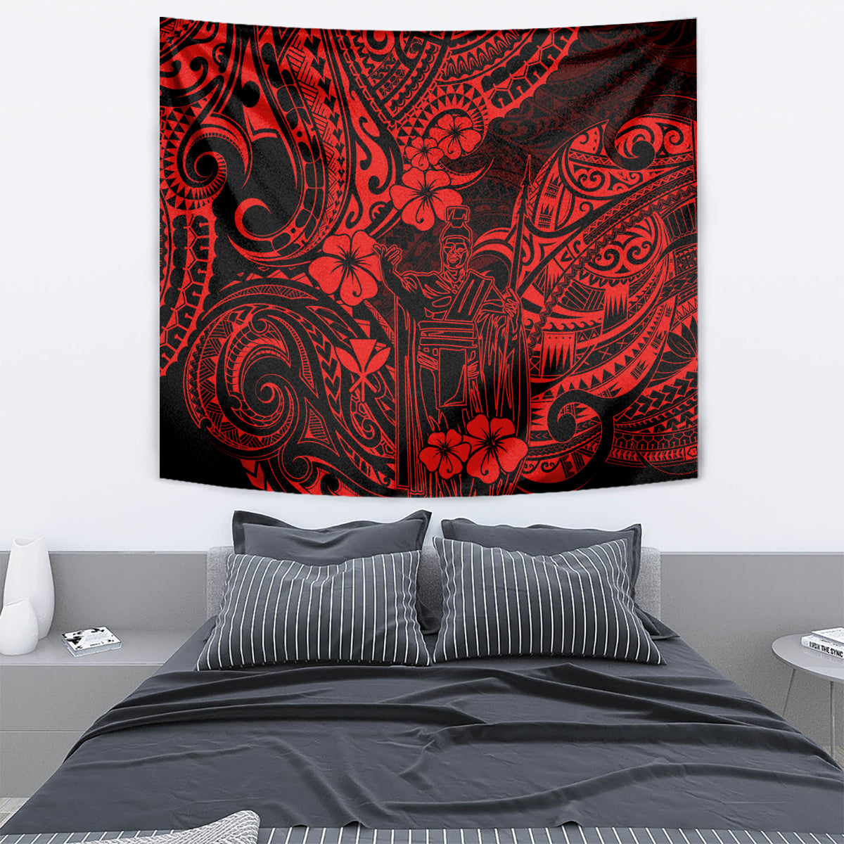 Hawaii King Kamehameha Tapestry Polynesian Pattern Red Version LT01 - Polynesian Pride