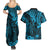 Hawaii King Kamehameha Couples Matching Summer Maxi Dress and Hawaiian Shirt Polynesian Pattern Sky Blue Version LT01 - Polynesian Pride