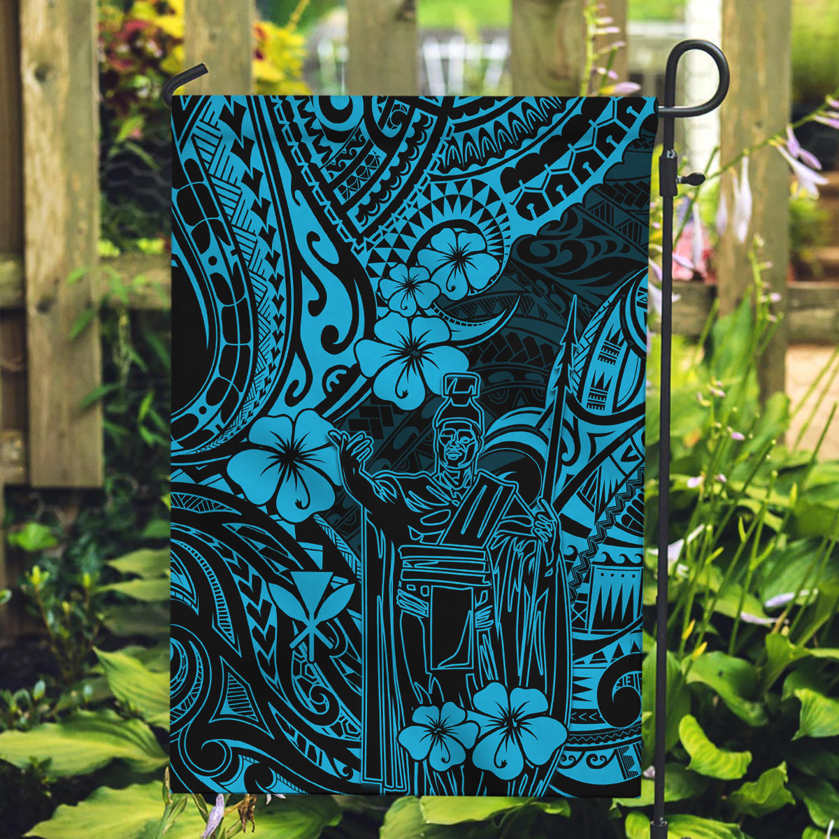 Hawaii King Kamehameha Garden Flag Polynesian Pattern Sky Blue Version LT01 Garden Flag Blue - Polynesian Pride