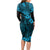 Hawaii King Kamehameha Long Sleeve Bodycon Dress Polynesian Pattern Sky Blue Version LT01 - Polynesian Pride