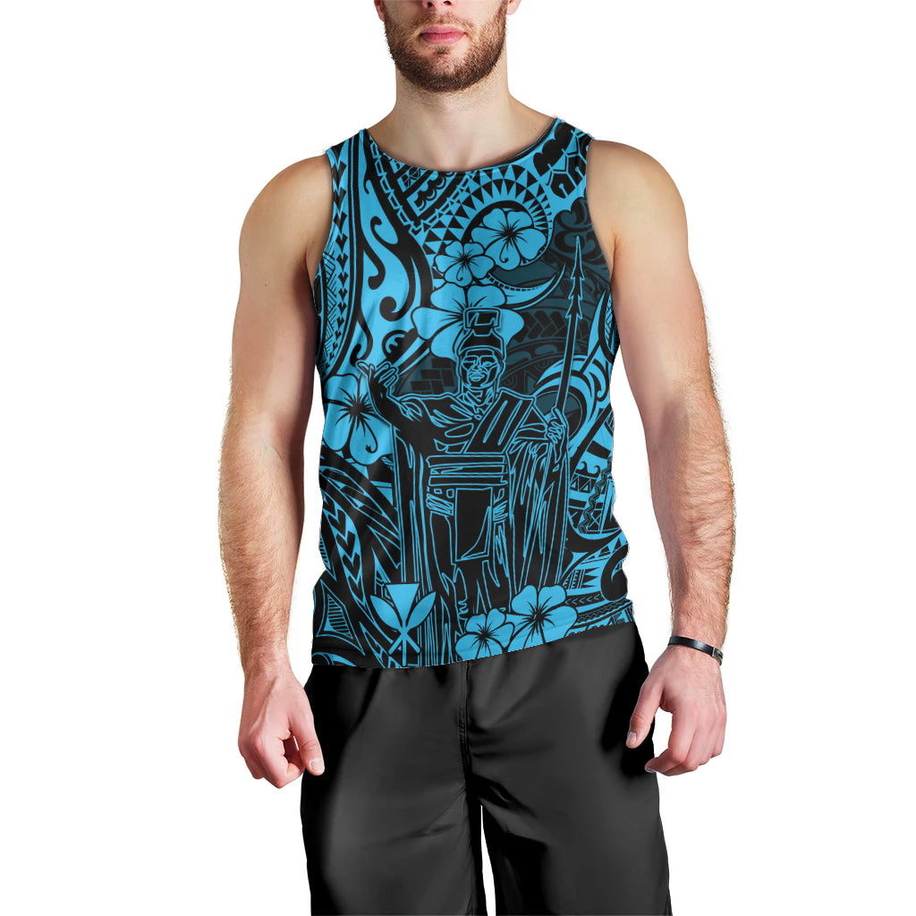Hawaii King Kamehameha Men Tank Top Polynesian Pattern Sky Blue Version LT01 - Polynesian Pride