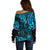 Hawaii King Kamehameha Off Shoulder Sweater Polynesian Pattern Sky Blue Version LT01 - Polynesian Pride