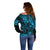 Hawaii King Kamehameha Off Shoulder Sweater Polynesian Pattern Sky Blue Version LT01 - Polynesian Pride