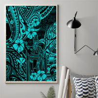 Hawaii King Kamehameha Canvas Wall Art Polynesian Pattern Turquoise Version LT01 - Polynesian Pride