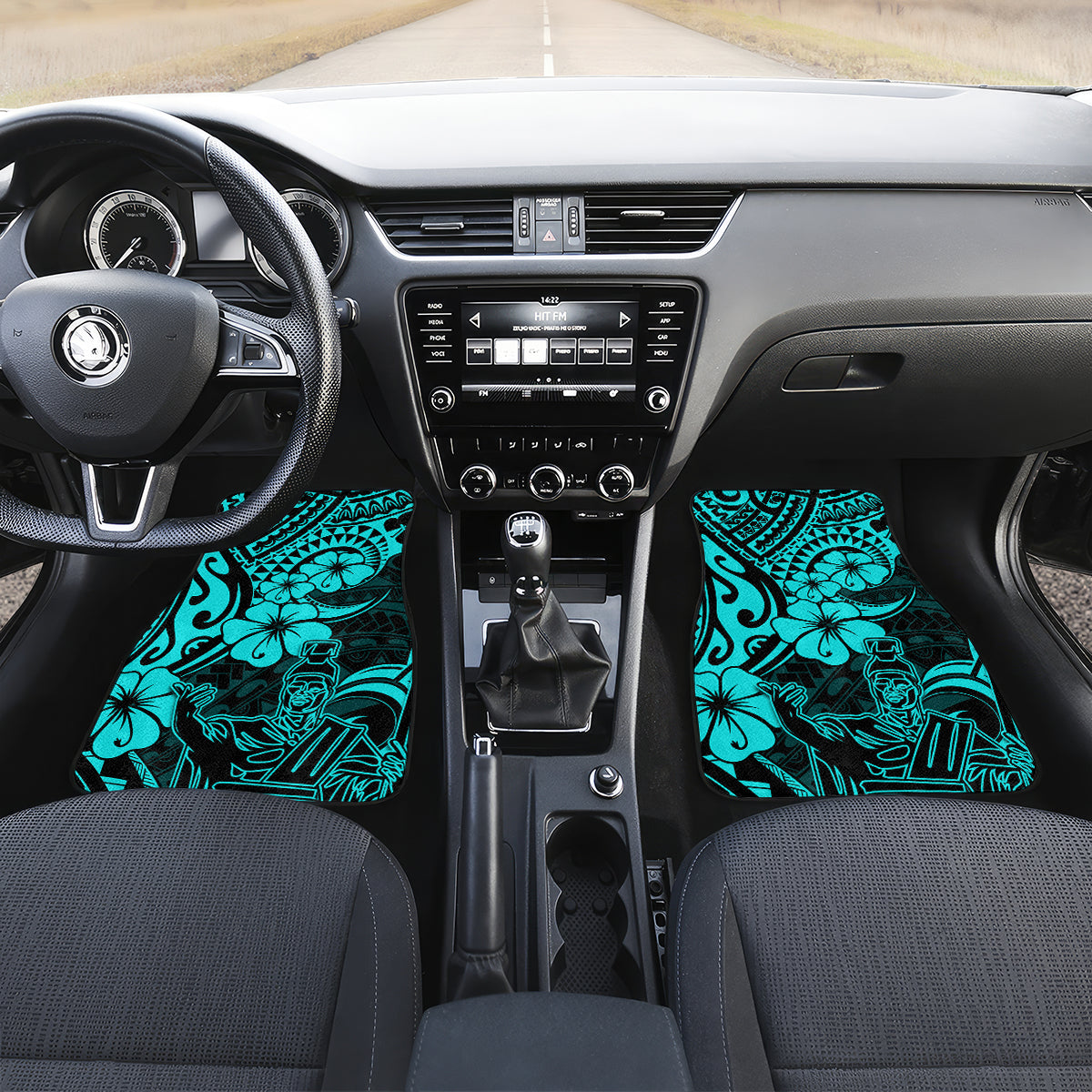 Hawaii King Kamehameha Car Mats Polynesian Pattern Turquoise Version LT01 - Polynesian Pride