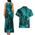 Hawaii King Kamehameha Couples Matching Tank Maxi Dress and Hawaiian Shirt Polynesian Pattern Turquoise Version LT01 - Polynesian Pride