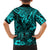 Hawaii King Kamehameha Family Matching Short Sleeve Bodycon Dress and Hawaiian Shirt Polynesian Pattern Turquoise Version LT01 - Polynesian Pride