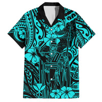 Hawaii King Kamehameha Family Matching Summer Maxi Dress and Hawaiian Shirt Polynesian Pattern Turquoise Version LT01 Dad's Shirt - Short Sleeve Turquoise - Polynesian Pride