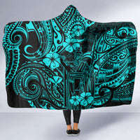Hawaii King Kamehameha Hooded Blanket Polynesian Pattern Turquoise Version LT01 - Polynesian Pride