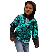 Hawaii King Kamehameha Kid Hoodie Polynesian Pattern Turquoise Version LT01 - Polynesian Pride