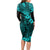 Hawaii King Kamehameha Long Sleeve Bodycon Dress Polynesian Pattern Turquoise Version LT01 - Polynesian Pride