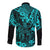 Hawaii King Kamehameha Long Sleeve Button Shirt Polynesian Pattern Turquoise Version LT01 - Polynesian Pride