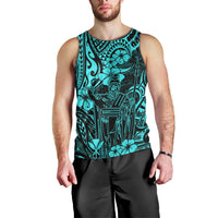Hawaii King Kamehameha Men Tank Top Polynesian Pattern Turquoise Version LT01 - Polynesian Pride