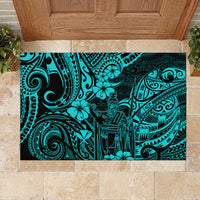 Hawaii King Kamehameha Rubber Doormat Polynesian Pattern Turquoise Version LT01 - Polynesian Pride