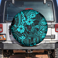 Hawaii King Kamehameha Spare Tire Cover Polynesian Pattern Turquoise Version LT01 - Polynesian Pride