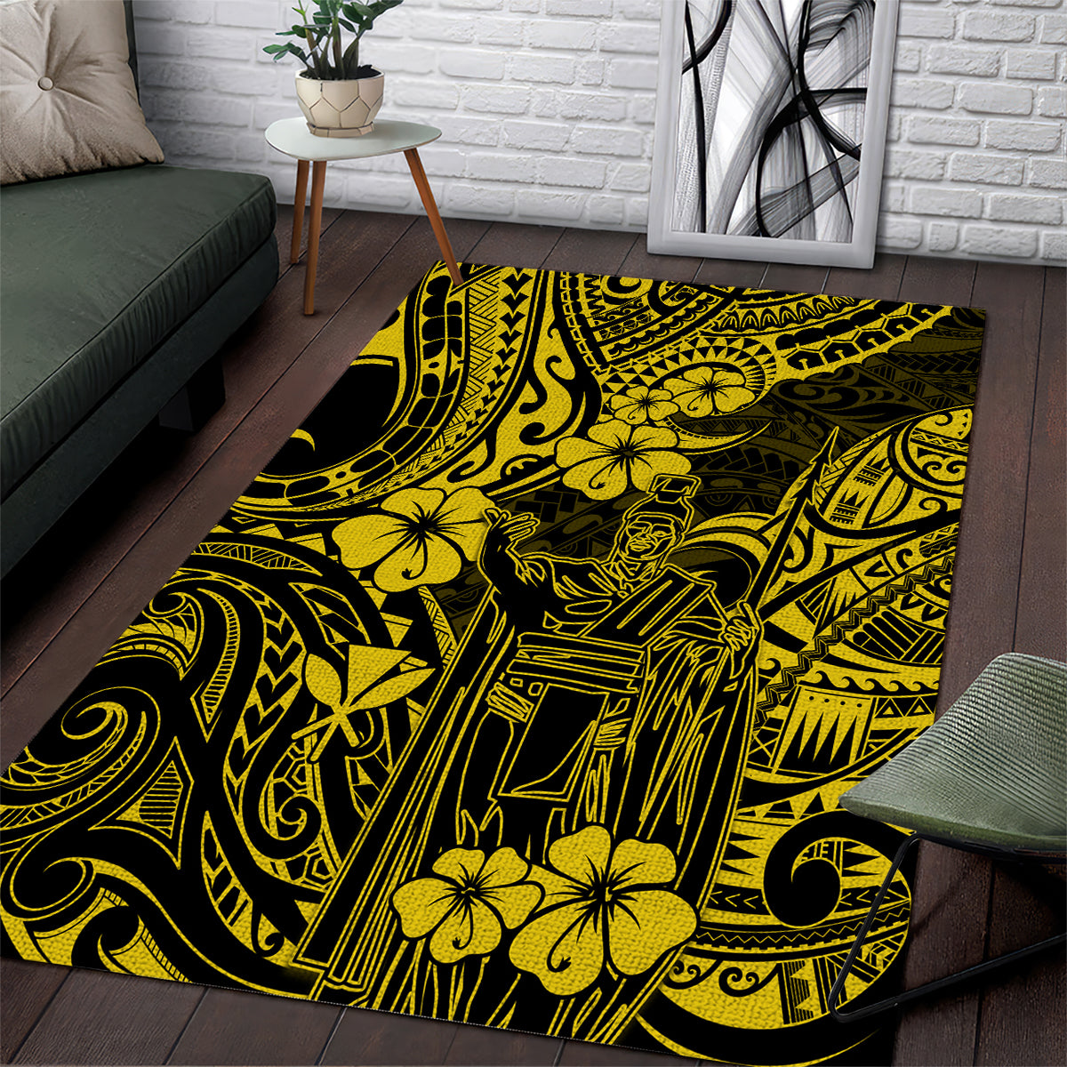 Hawaii King Kamehameha Area Rug Polynesian Pattern Yellow Version LT01 Yellow - Polynesian Pride