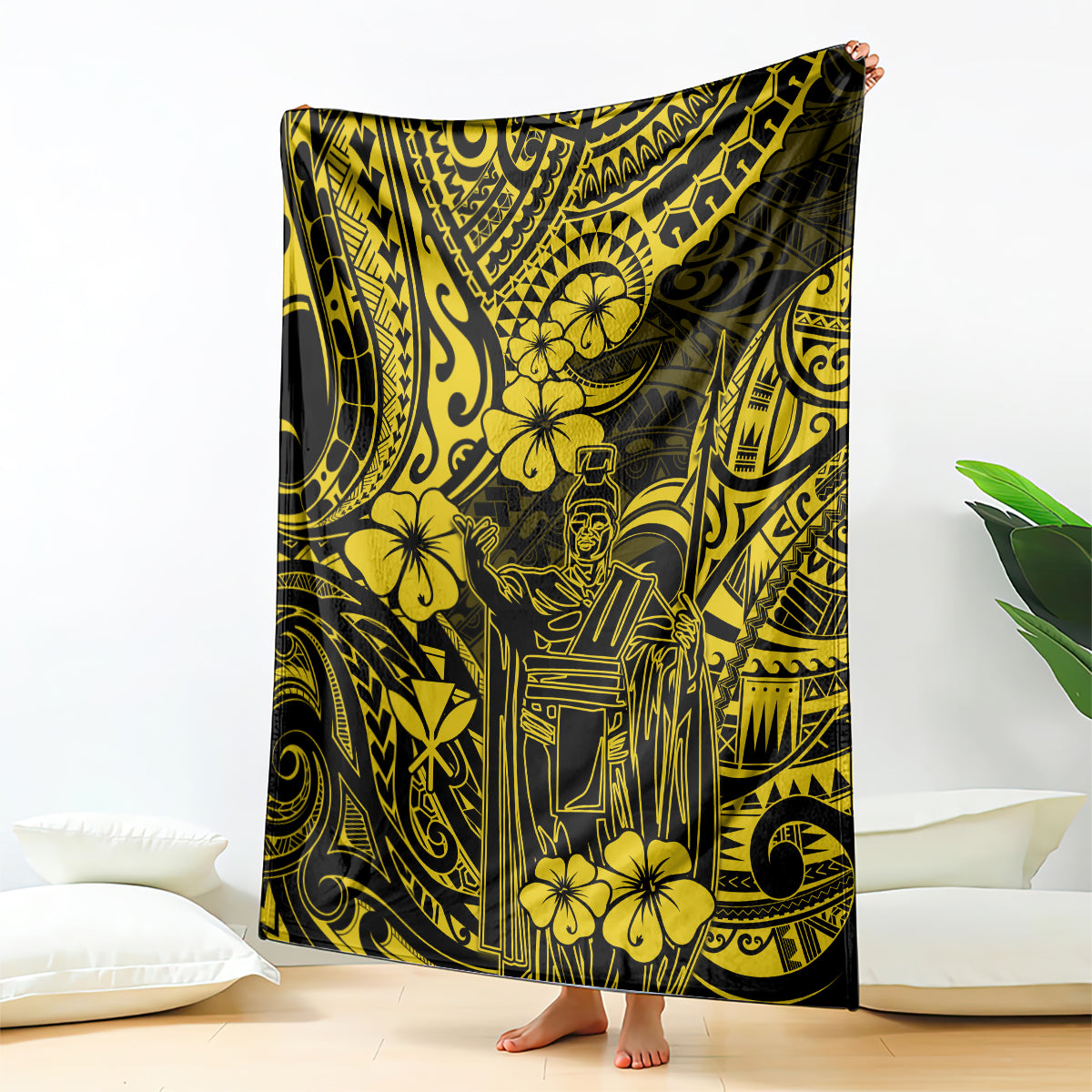 Hawaii King Kamehameha Blanket Polynesian Pattern Yellow Version LT01 Yellow - Polynesian Pride