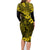 Hawaii King Kamehameha Family Matching Long Sleeve Bodycon Dress and Hawaiian Shirt Polynesian Pattern Yellow Version LT01 - Polynesian Pride