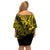 Hawaii King Kamehameha Family Matching Off Shoulder Short Dress and Hawaiian Shirt Polynesian Pattern Yellow Version LT01 - Polynesian Pride