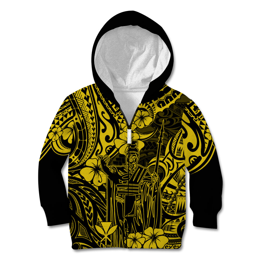 Hawaii King Kamehameha Kid Hoodie Polynesian Pattern Yellow Version LT01 - Polynesian Pride