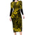 Hawaii King Kamehameha Long Sleeve Bodycon Dress Polynesian Pattern Yellow Version LT01 Long Dress Yellow - Polynesian Pride