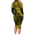 Hawaii King Kamehameha Long Sleeve Bodycon Dress Polynesian Pattern Yellow Version LT01 - Polynesian Pride