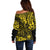 Hawaii King Kamehameha Off Shoulder Sweater Polynesian Pattern Yellow Version LT01 - Polynesian Pride