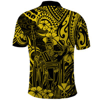Hawaii King Kamehameha Polo Shirt Polynesian Pattern Yellow Version LT01 - Polynesian Pride