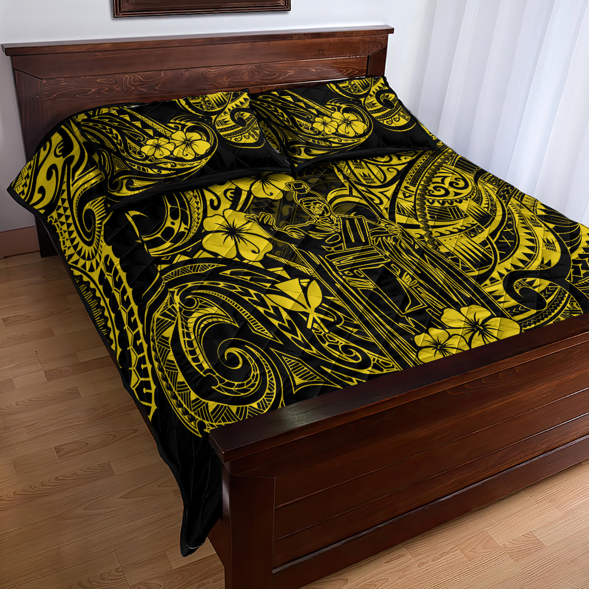 Hawaii King Kamehameha Quilt Bed Set Polynesian Pattern Yellow Version LT01 - Polynesian Pride