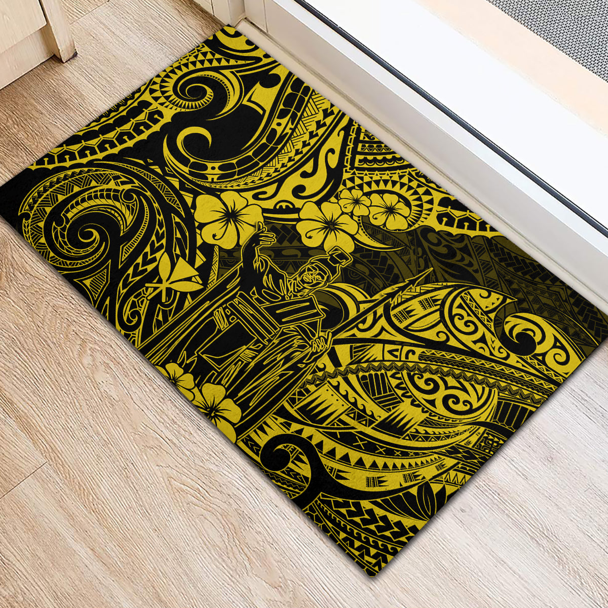Hawaii King Kamehameha Rubber Doormat Polynesian Pattern Yellow Version LT01 - Polynesian Pride