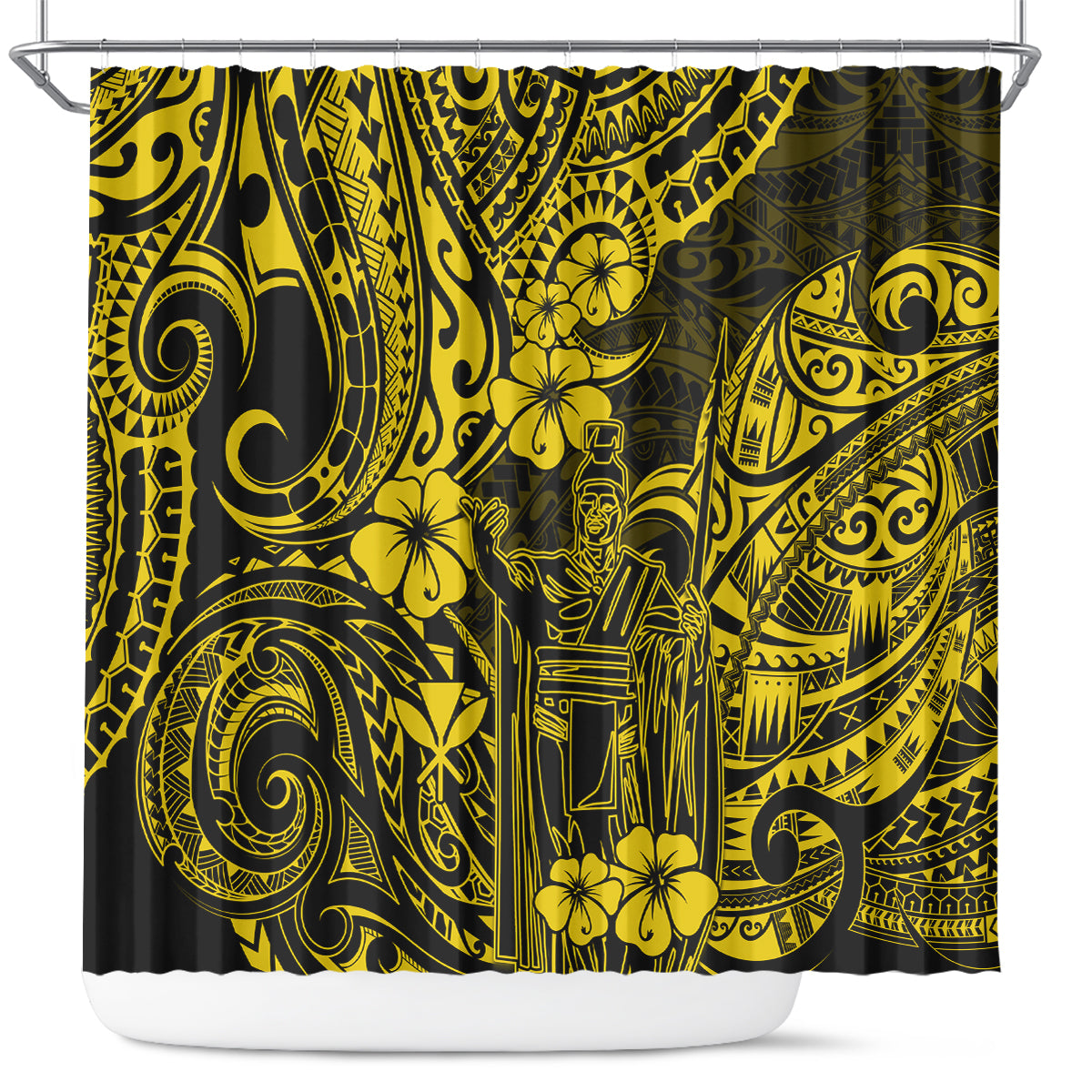 Hawaii King Kamehameha Shower Curtain Polynesian Pattern Yellow Version LT01 Yellow - Polynesian Pride