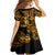 Hawaii Hula Girl Family Matching Long Sleeve Bodycon Dress and Hawaiian Shirt Polynesian Pattern Gold Version LT01 - Polynesian Pride