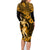 Hawaii Hula Girl Family Matching Long Sleeve Bodycon Dress and Hawaiian Shirt Polynesian Pattern Gold Version LT01 - Polynesian Pride