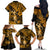 Hawaii Hula Girl Family Matching Off Shoulder Long Sleeve Dress and Hawaiian Shirt Polynesian Pattern Gold Version LT01 - Polynesian Pride