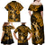 Hawaii Hula Girl Family Matching Off Shoulder Maxi Dress and Hawaiian Shirt Polynesian Pattern Gold Version LT01 - Polynesian Pride