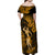 Hawaii Hula Girl Family Matching Off Shoulder Maxi Dress and Hawaiian Shirt Polynesian Pattern Gold Version LT01 - Polynesian Pride