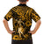 Hawaii Hula Girl Family Matching Off Shoulder Short Dress and Hawaiian Shirt Polynesian Pattern Gold Version LT01 - Polynesian Pride