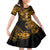 Hawaii Hula Girl Family Matching Short Sleeve Bodycon Dress and Hawaiian Shirt Polynesian Pattern Gold Version LT01 Daughter's Dress Gold - Polynesian Pride