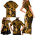 Hawaii Hula Girl Family Matching Short Sleeve Bodycon Dress and Hawaiian Shirt Polynesian Pattern Gold Version LT01 - Polynesian Pride