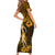 Hawaii Hula Girl Family Matching Short Sleeve Bodycon Dress and Hawaiian Shirt Polynesian Pattern Gold Version LT01 - Polynesian Pride