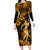 Hawaii Hula Girl Long Sleeve Bodycon Dress Polynesian Pattern Gold Version LT01 Long Dress Gold - Polynesian Pride